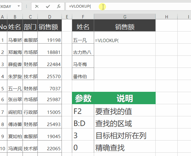 整列使用vlookup函数（40秒教你掌握Vlookup函数）(4)