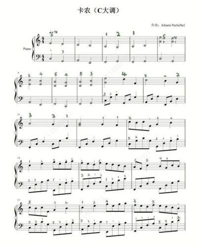 C调卡农钢琴谱(卡农D调钢琴谱)-第1张图片-