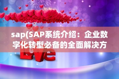 ​sap(SAP系统介绍：企业数字化转型必备的全面解决方案)