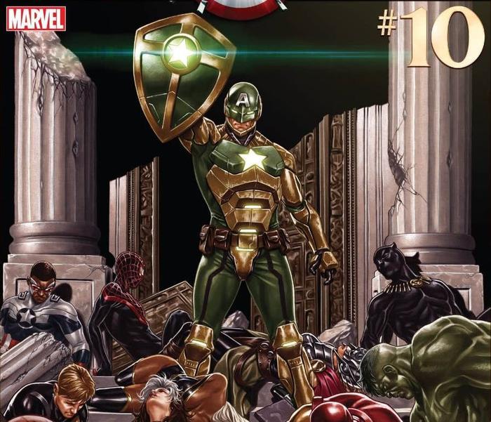 漫威最强黑化美队诞生,穿钢铁侠战甲,被真美队抡雷神锤干翻