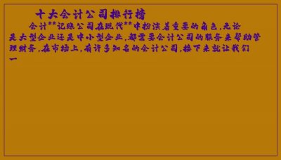 ​十大会计公司排行榜