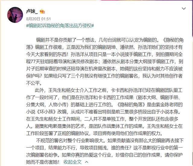 隐秘的角落主创否认(编剧起诉隐秘的角落侵权遭主创否认)(5)