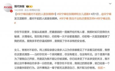 演员宋宁峰发长文回应出轨，宣布无限期暂停所有演艺工作