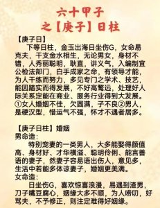 庚子日柱大富大贵八字女命 辛丑日柱男命特点