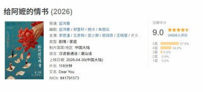 《给阿嬷的情书》豆瓣开分9.0分！2026院线电影最高分