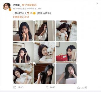 卢昱晓晒居家随拍，与爱犬互动尽显慵懒温柔气质