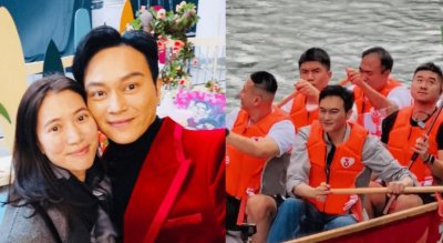 54岁张智霖现身广州参与龙舟赛事，零保镖无架子被围堵仍微笑合照